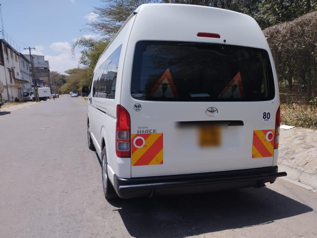 Rear view of the Toyota HiAce tourist van